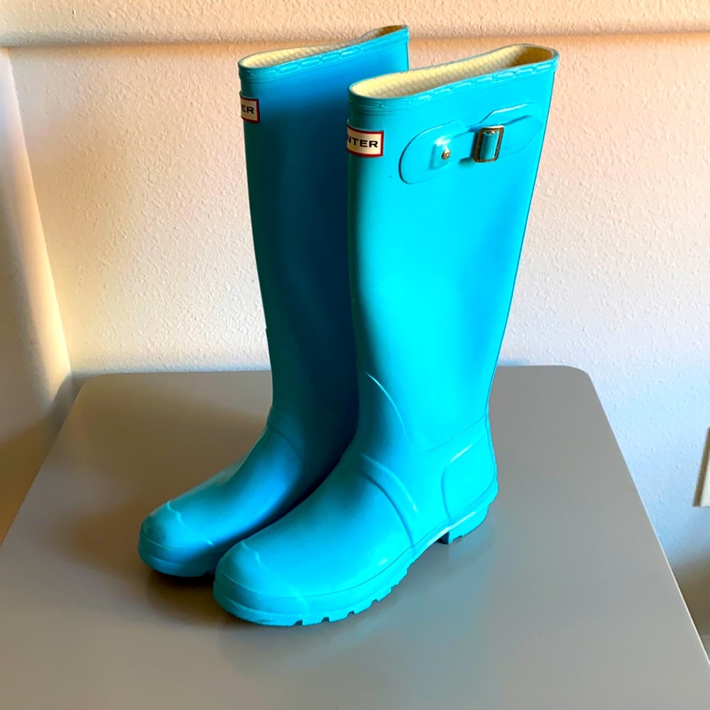 Turquoise Hunter rain boots